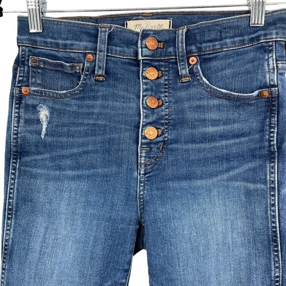 Madewell 10” High Rise Raw Hem Stretch Button Fly Skinny Jeans Size 25 - Picture 2 of 7
